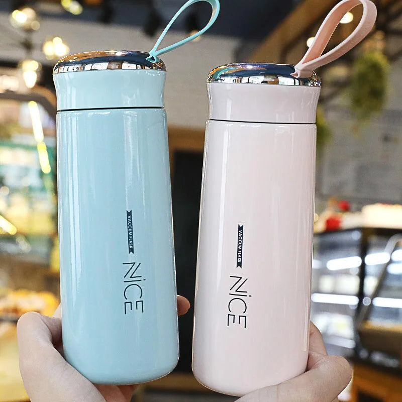 Cute Water Bottle For Girls Kawaii With Rope 400ML Fashion Portable Glass Bottle Outdoor Travel Water Cup Activity Gift